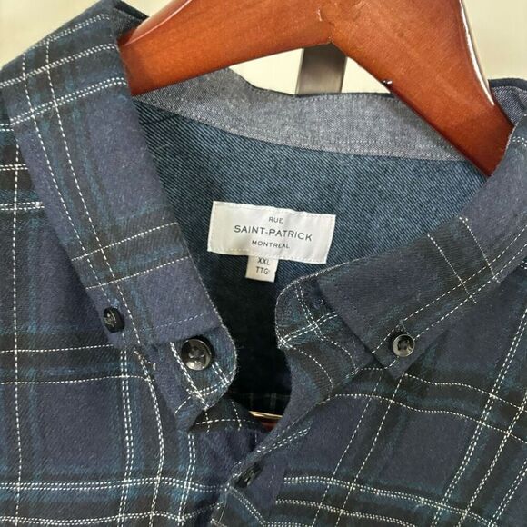 Rue Saint-Patrick Montreal Long Sleeve Button Down Pocket Flannel Shirt XXL - Picture 2 of 4
